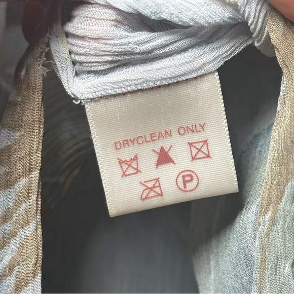 Tommy Bahama Blue and Brown Leaf Print Silk Sheer Blouse XL - Picture 10 of 16